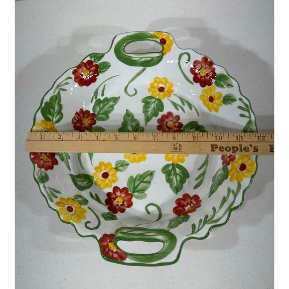 Temptations by Tara Floral Baking Dish Serving Bowl With Handles - Picture 6 of 8